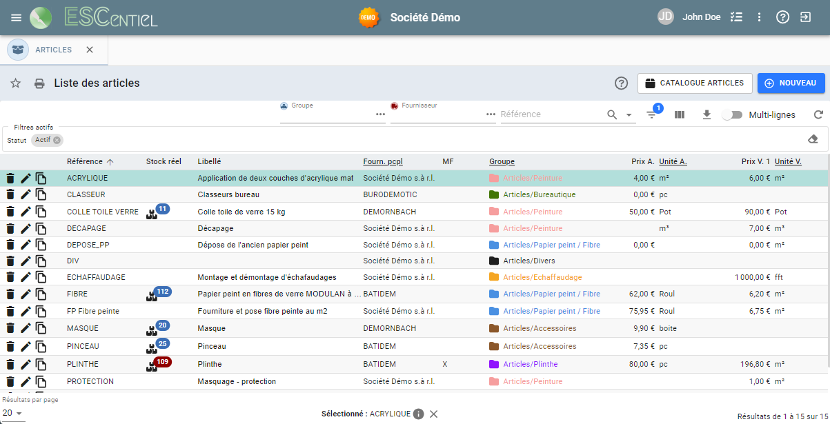 Bibliothèque articles