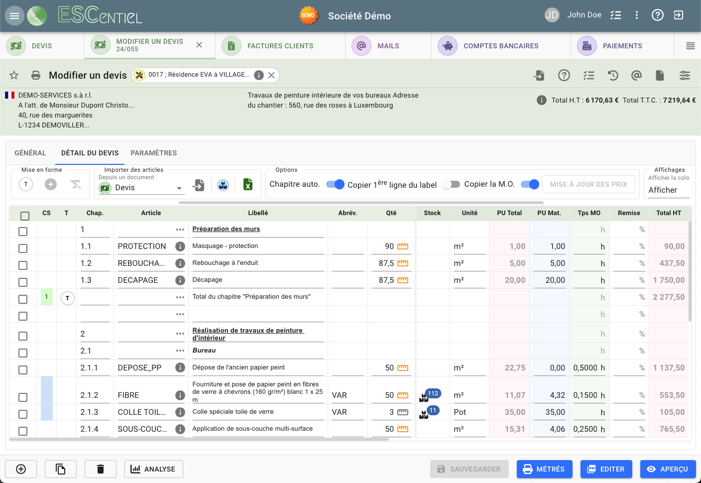 screenshot application escentiel